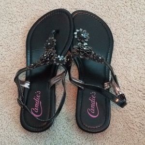 Candies Black Flower Sandals